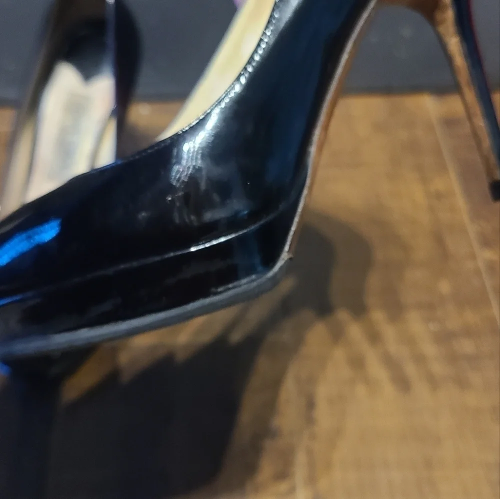 Jimmy Choo Black Patent Leather Peep Toe Platform Pumps - Picture 5 of 9